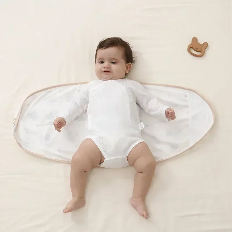 Emmaillotage bebe nuit en coton léger, 0-6 mois
