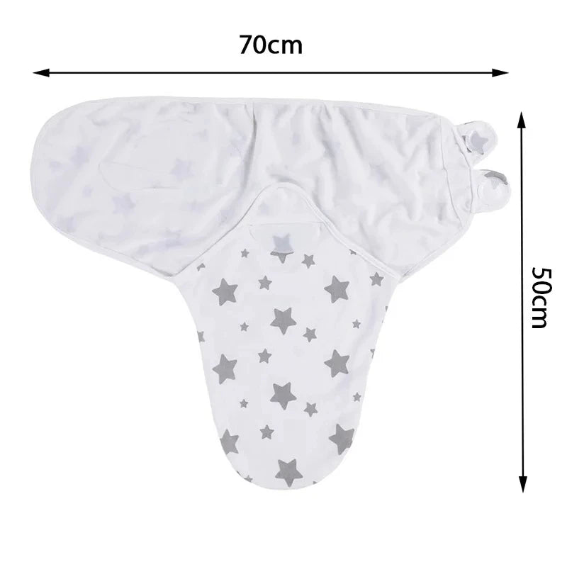Couverture emmaillotage bébé en coton avec bonnet étoiles et sapins