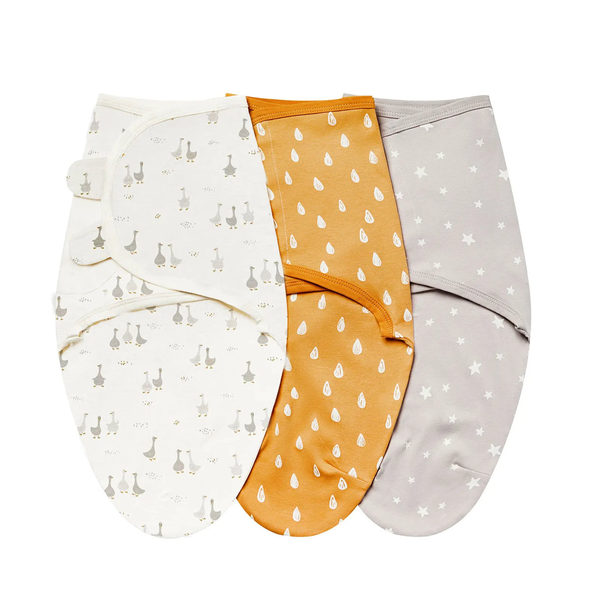Emmaillotage bébé nuit en coton, lot de 3 oies et étoiles