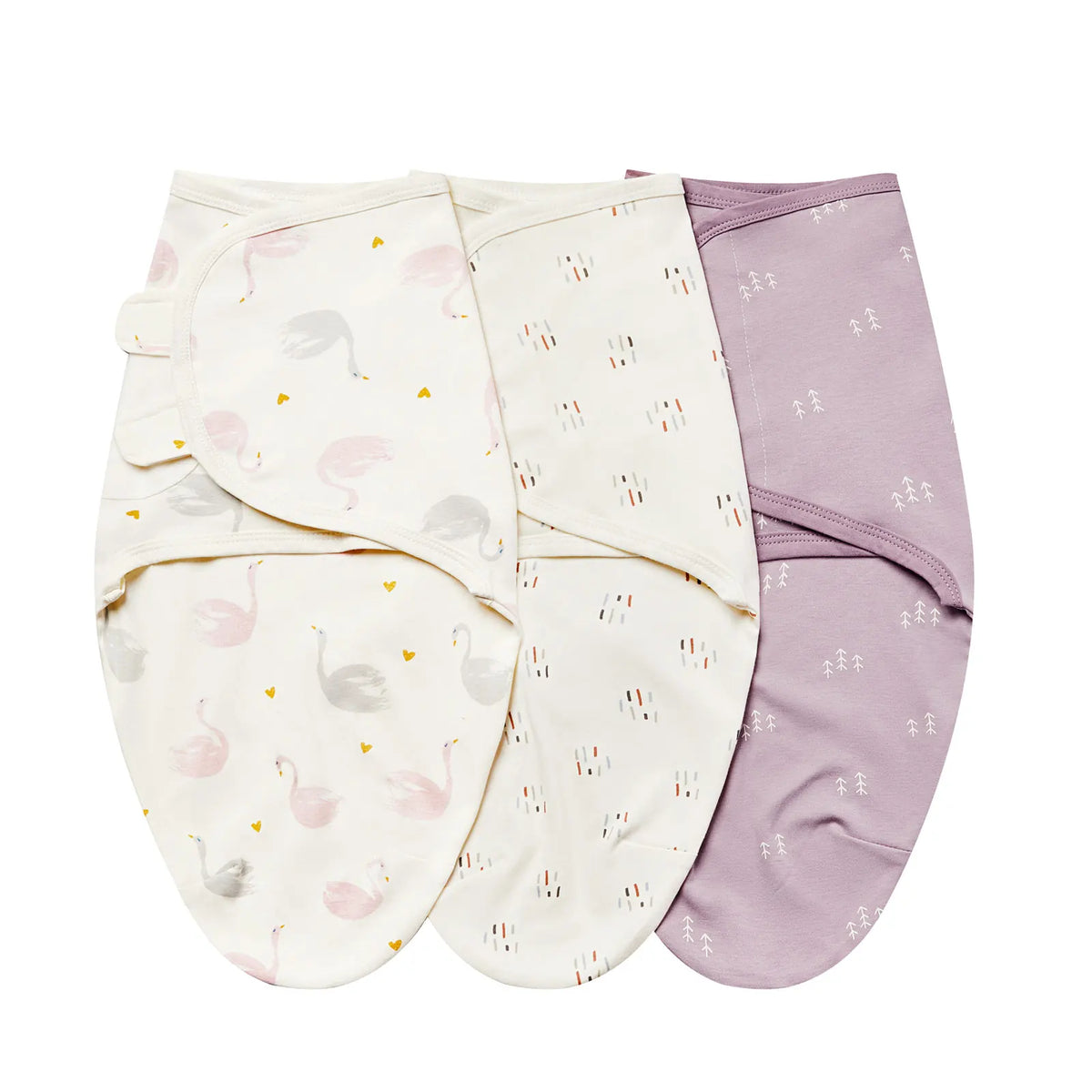 Emmaillotage bébé lange en coton, lot de 3 cygnes et arbres