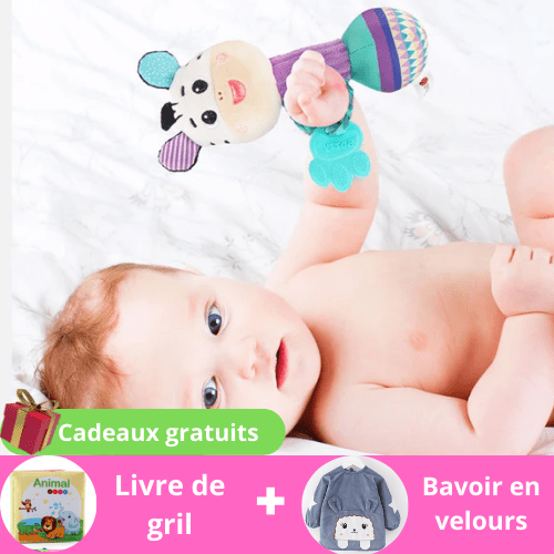 bébé tenant hochet bébé coloré en peluche pour développement sensoriel et mordre sécurisé