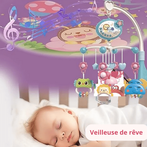 MOBILE MUSICAL BÉBÉ | BabyFunnyMobile™ with rotating colorful cartoon toys and soothing melodies for baby sleep and sensory development