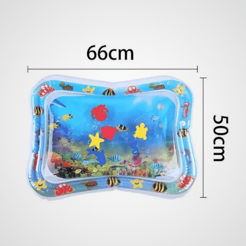 Tapis d’éveil Poissons gonflable 66x50cm pour bébé, stimulation motrice et sensorielle, surface sécurisée et éducative.