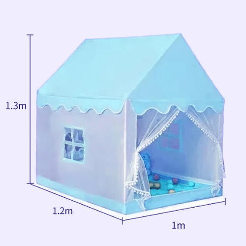 Tente enfant bleu gris avec fenêtres, 100x120x130 cm, espace de jeu sécurisé et créatif pour enfants, installation rapide, pour intérieur et extérieur.