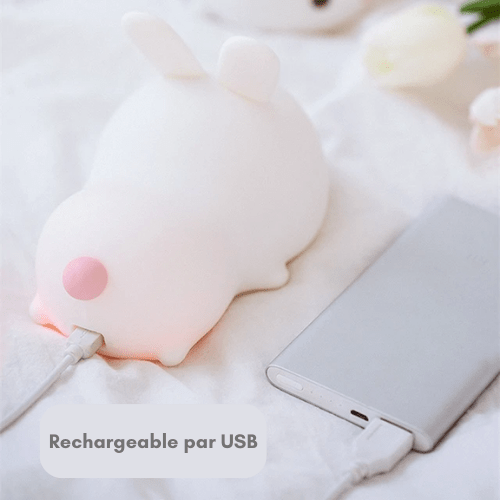 veilleuse bébé lapin rechargeable USB lumière douce et sécurisée pour sommeil apaisant