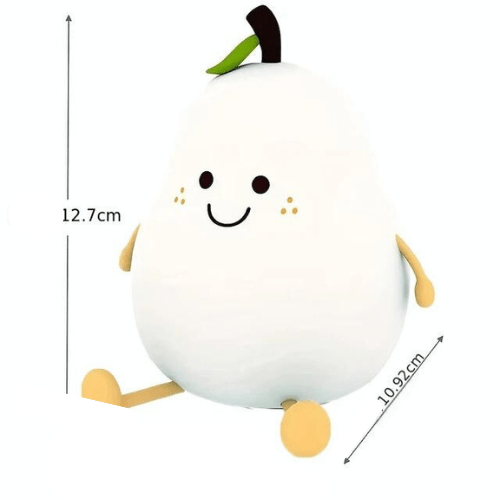 veilleuse bébé-poire douce en silicone avec lumière apaisante multicolore et minuterie pour nuits calmes des tout-petits