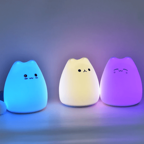 KittyLEDNightLight veilleuse enfant multicolore en forme de chaton doux et apaisant