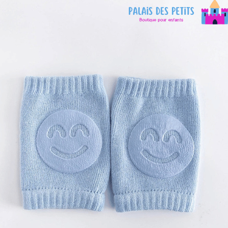 genouillère bébé bleue avec motif smiley pour protection genoux bébé