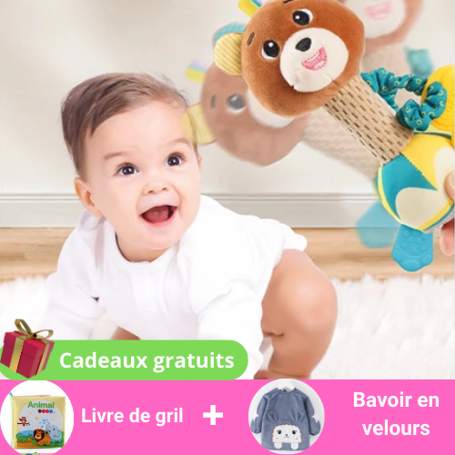 Hochet-bébé-ours-livre-de-gril-bavoir-en-velours