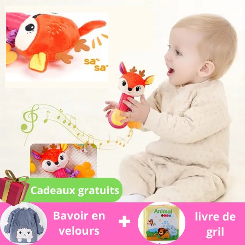 Hochet-bébé-cerf-livre-de-gril-bavoir-en-velours