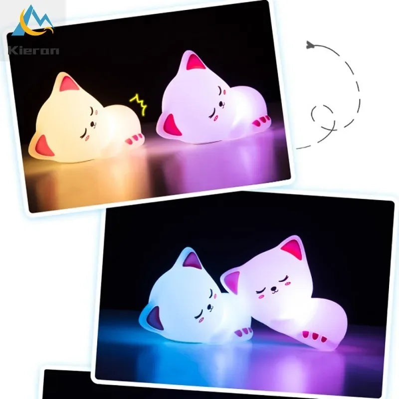 Veilleuse Lumineuse Bebe Chat LED – 7 Couleurs | Rechargeable USB
