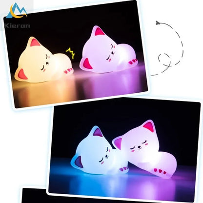 Veilleuse Lumineuse Bebe Chat LED – 7 Couleurs | Rechargeable USB