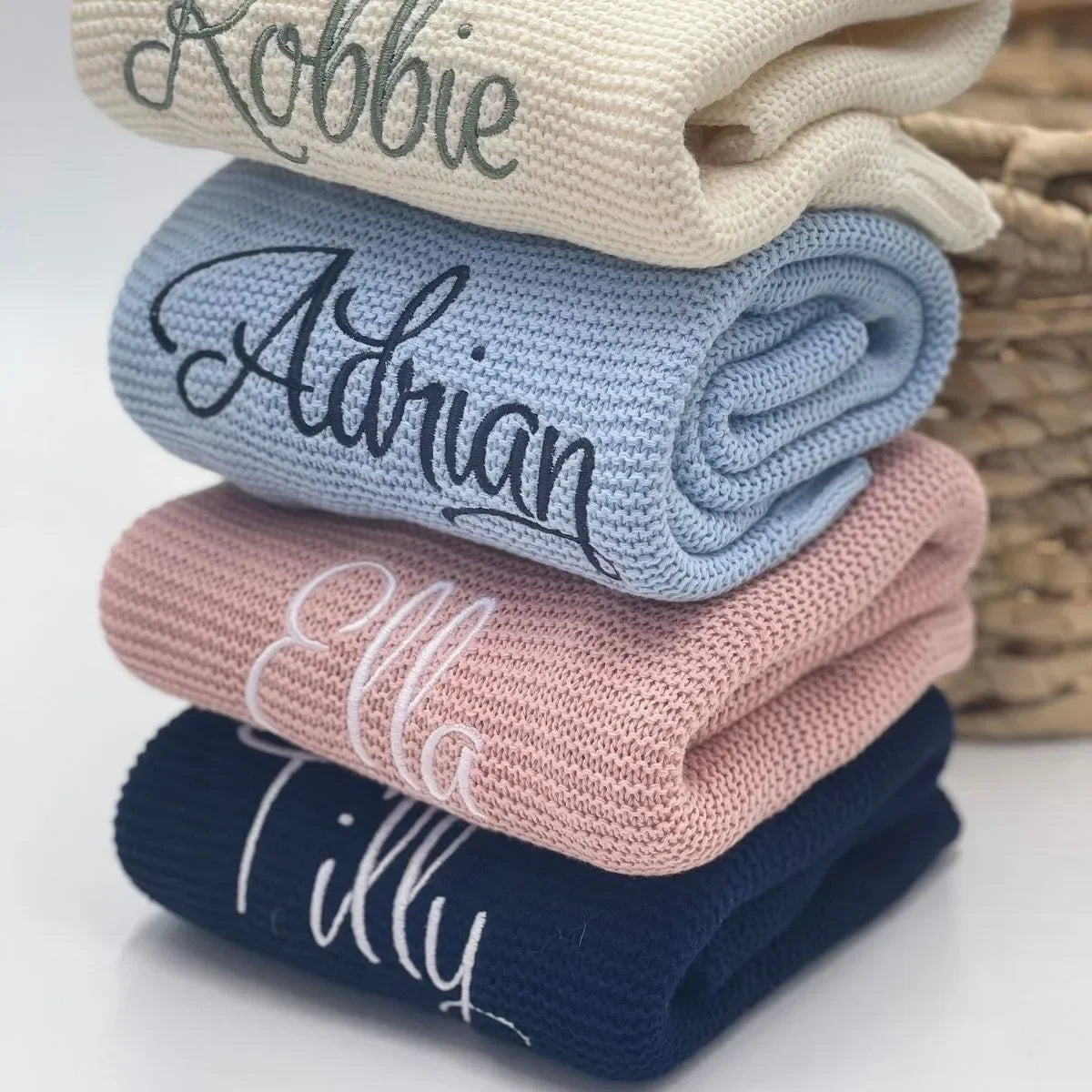 Couverture personnalisée bébé en coton avec prénom brodé