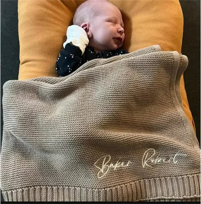 Couverture personnalisée bébé en coton avec prénom brodé