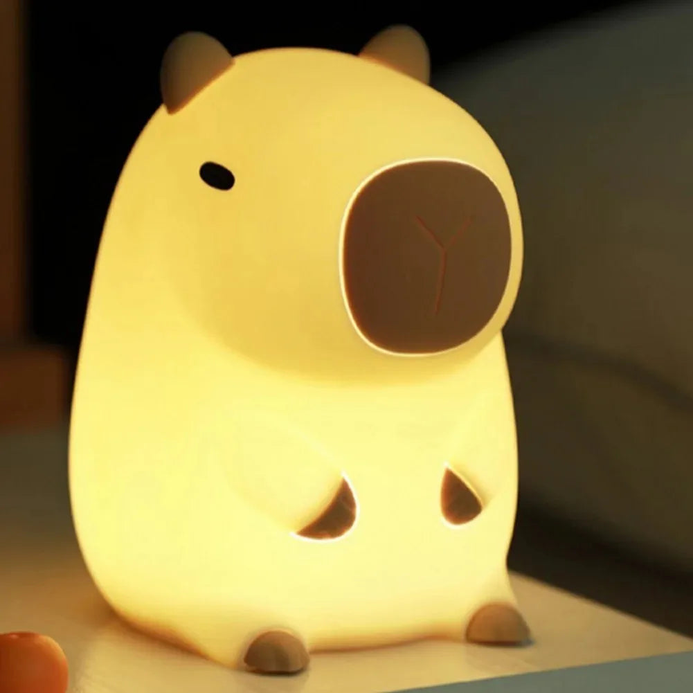 Lampe Veilleuse Bebe Capybara – Silicone Dimmable, Rechargeable USB