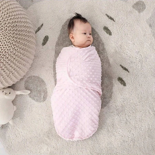 Emmaillotage bebe nuit en polaire douce à pois, effet anti-sursaut