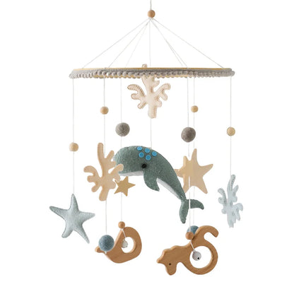 Mobile musical en bois pour bébé – Ours, Baleine, Lapin ou Nuage