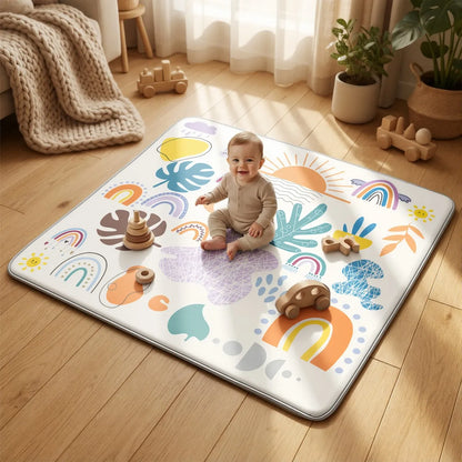 Tapis d’éveil bébé pliable et rembourré 127 x 127 cm