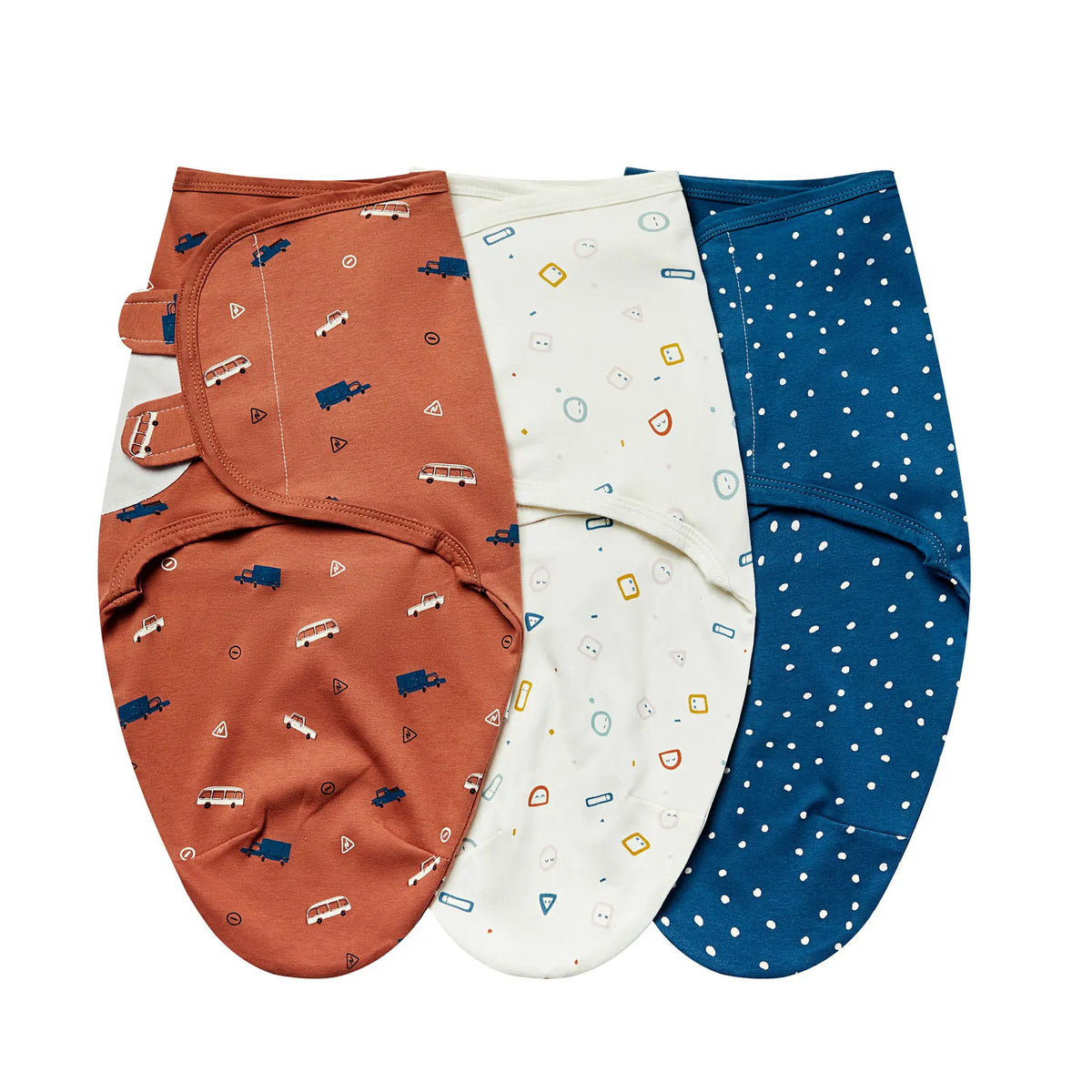 Emmaillotage bébé lange en coton, lot de 3 véhicules et pois