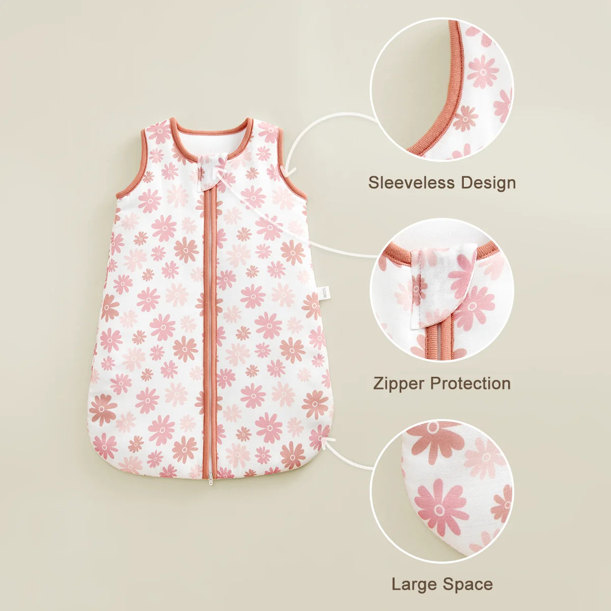 Gigoteuse bebe en coton jersey à motifs roses