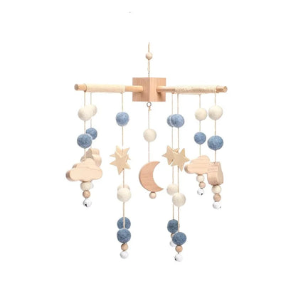 Mobile lit bébé musical en bois, lune et nuages