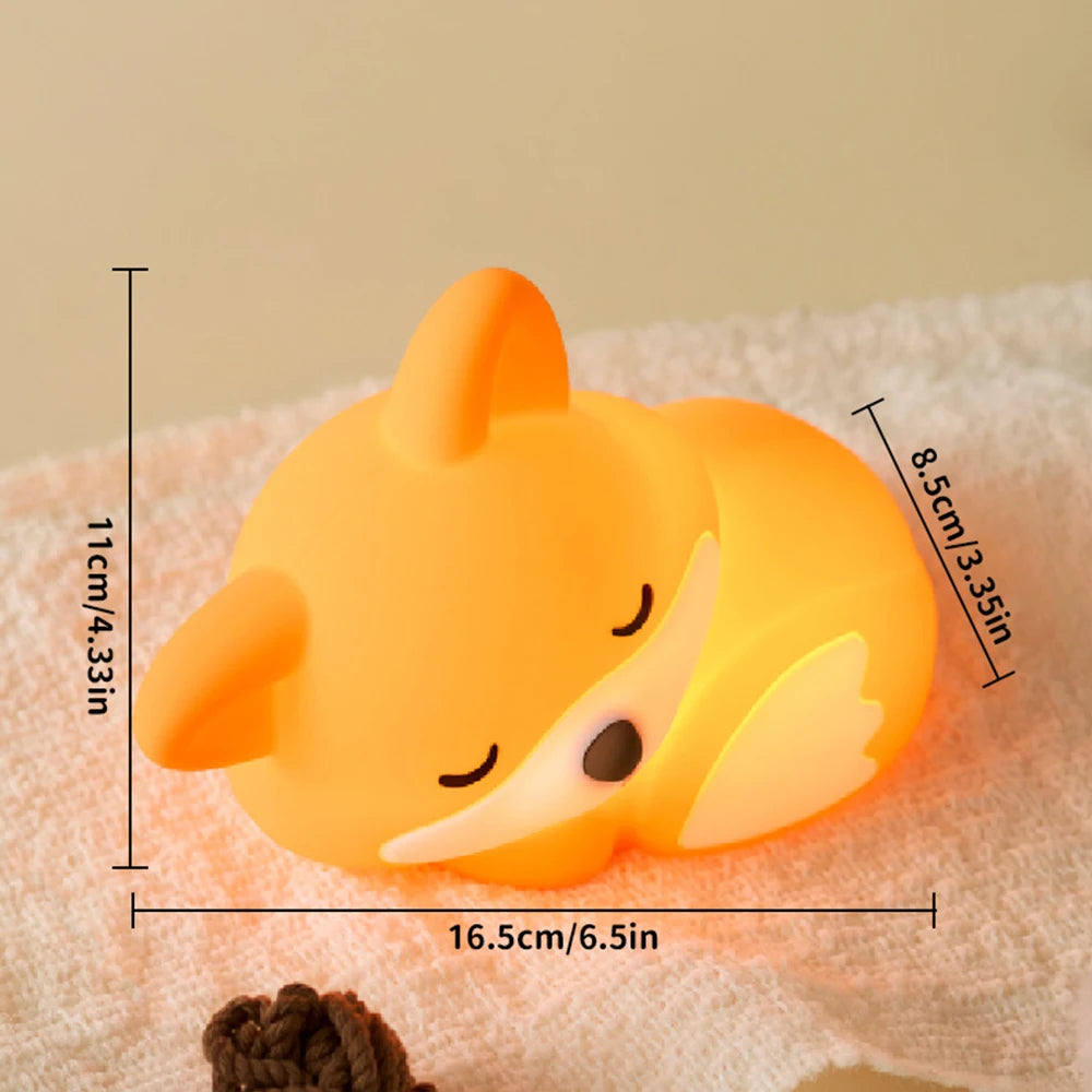 Veilleuse Lumineuse Bebe Renard en Silicone – Rechargeable USB