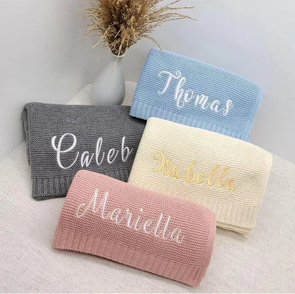 Couverture personnalisée bébé en coton avec prénom brodé