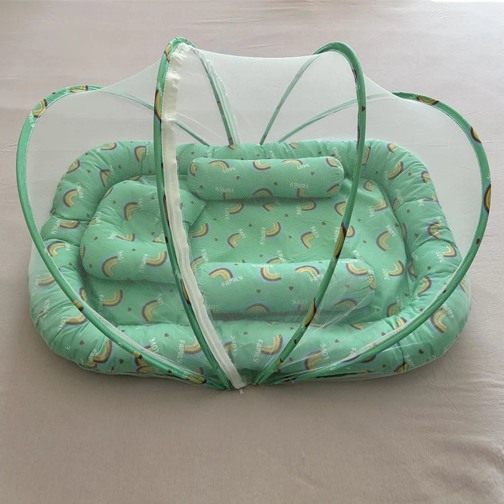 Moustiquaire pour lit bebe – lit nomade pliable bateaux et arcs-en-ciel