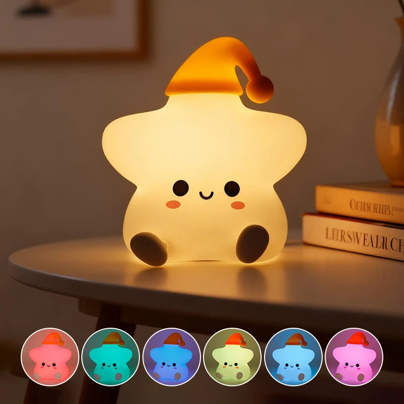 Veilleuse Douce Bebe Étoile en Silicone – Lampe Tactile Rechargeable pour Chambre Bébé