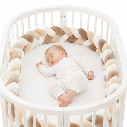 Hand-Woven Knotted Crib Bumper – Soft Plush Bedside Guard/Cushioned Rail, Suitable for Playpens and Toddler Beds (1m–3.2m)