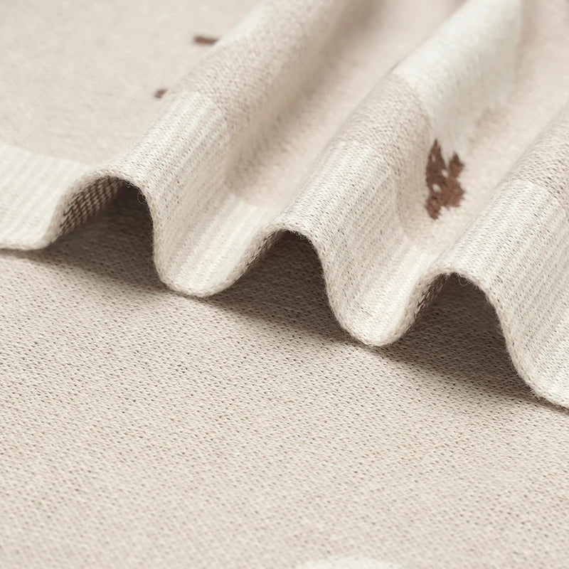Couverture Bébé en Coton Tricotée 90x70 cm – Motif Mouton