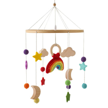 Mobile musical en bois océan ou arc-en-ciel pour lit de bébé
