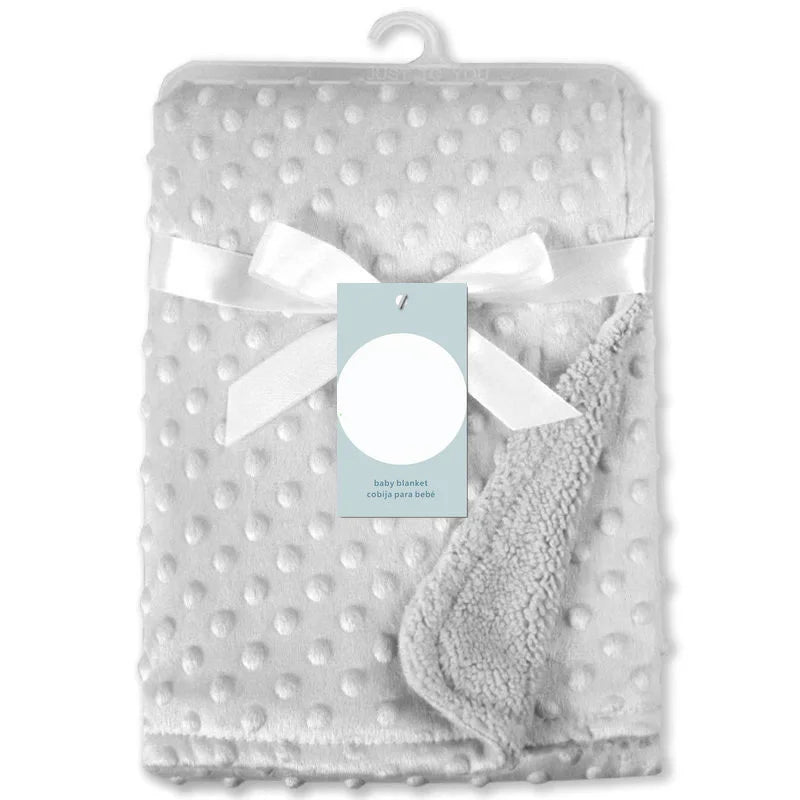 Couverture bébé polaire unie – Bleu, blanc ou gris