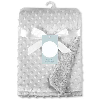 Couverture bébé polaire unie – Bleu, blanc ou gris