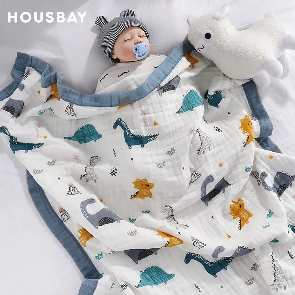 Couverture bebe naissance en gaze de coton 6 couches – 110 × 110 cm