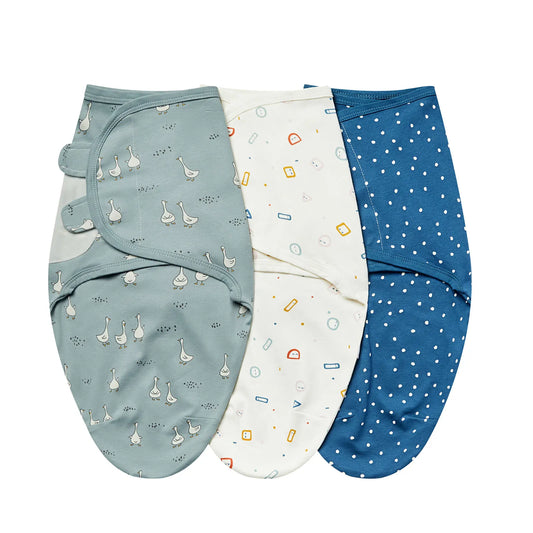 Emmaillotage bébé nuit en coton, lot de 3 oies et pois