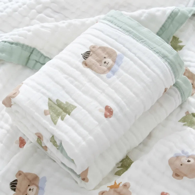 Couverture bebe naissance en gaze de coton 6 couches – 110 × 110 cm