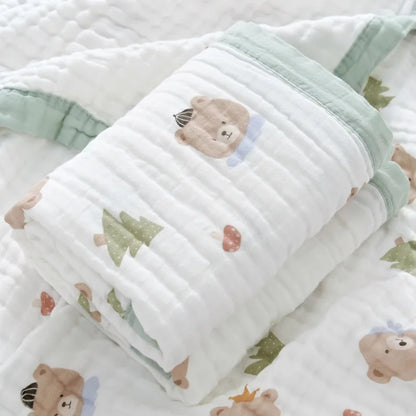 Couverture bebe naissance en gaze de coton 6 couches – 110 × 110 cm