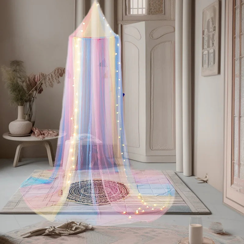 Ciel de lit bebe moustiquaire arc-en-ciel pour bébé