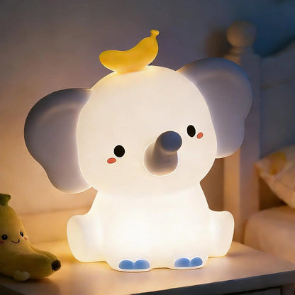 Veilleuse Lumineuse Bebe Éléphant – Lampe Rechargeable Tactile & Dimmable pour Chambre Bébé