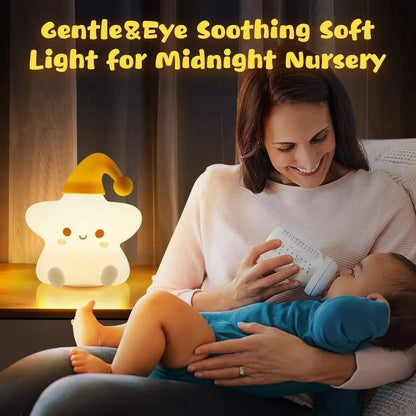 Veilleuse Douce Bebe Étoile en Silicone – Lampe Tactile Rechargeable pour Chambre Bébé