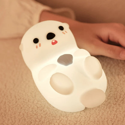 Veilleuse Douce Bebe Loutre en Silicone – LED Rechargeable Tactile