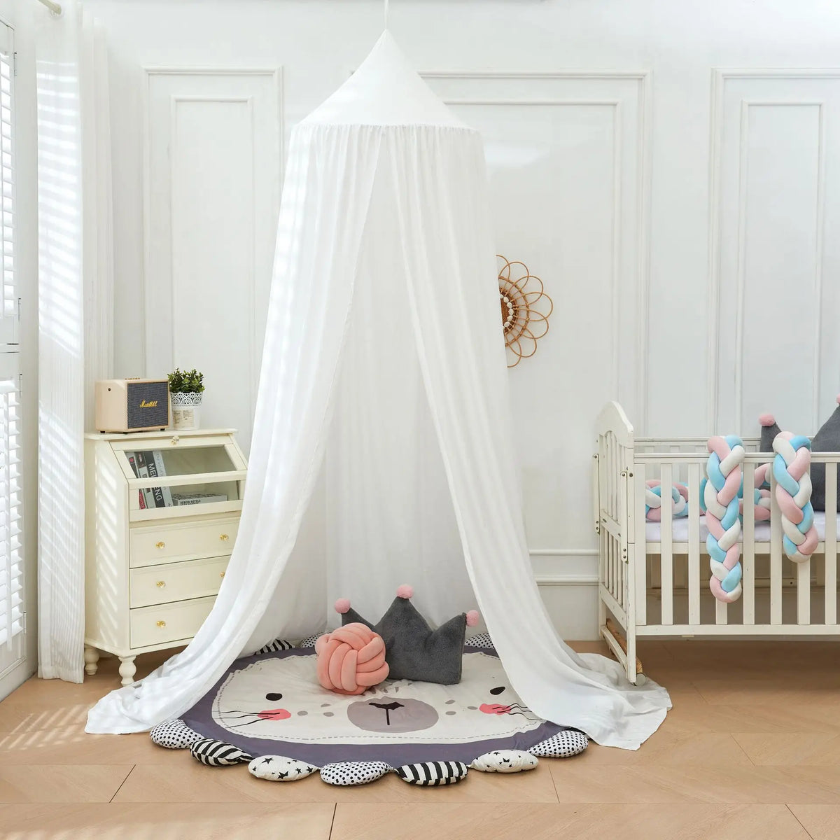 Ciel de lit pour bébé en dôme suspendu, moustiquaire et tente de jeu