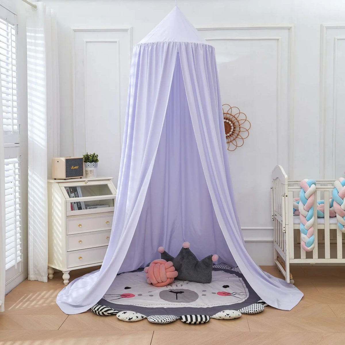 Ciel de lit pour bebe en dôme suspendu – moustiquaire et tente de jeu pour lit 1,5 m