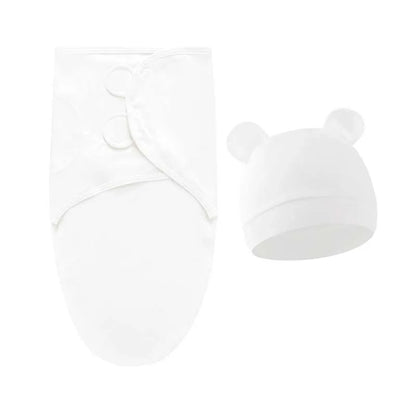 Couverture emmaillotage bébé en coton avec bonnet