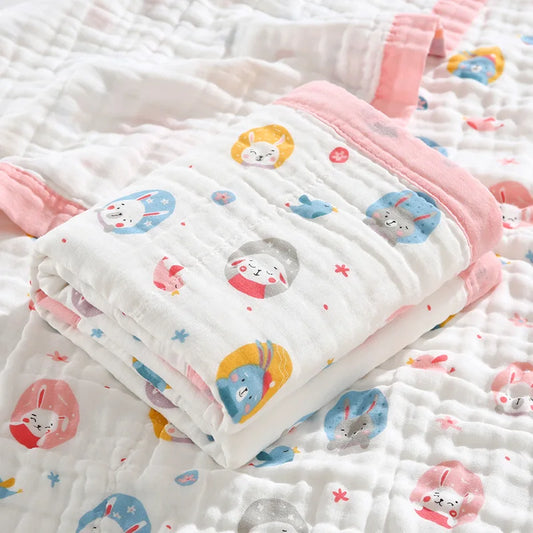 Couverture bebe naissance en gaze de coton – Licornes, lapins ou zèbres