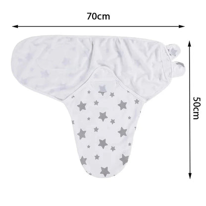 Couverture emmaillotage bébé en coton avec bonnet étoiles et sapins