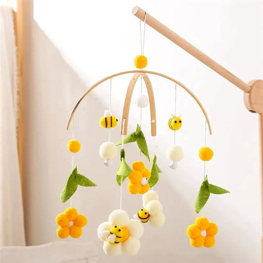 Mobile lit bébé boules de feutre garçon fille, mixte étoiles et abeilles