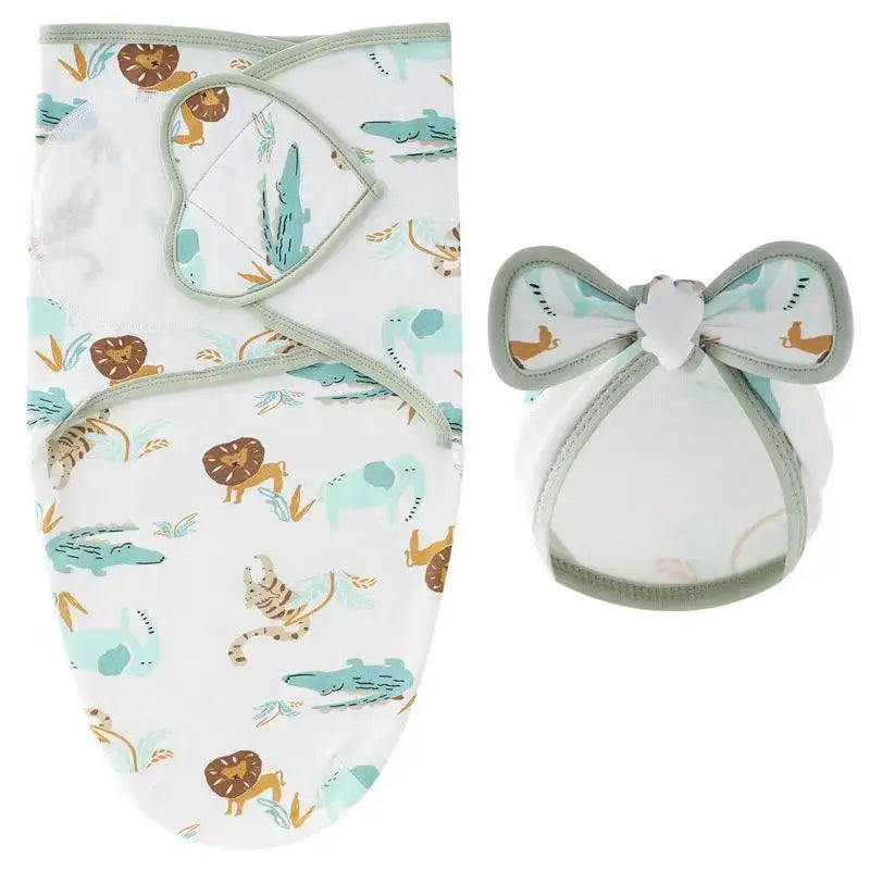 Emmaillotage bebe en coton avec bonnet, 3 modèles