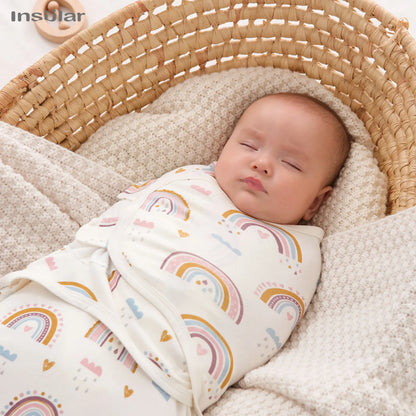 Emmaillotage bébé lange en coton, lot de 3, arc-en-ciel et cœurs, 0-6 mois